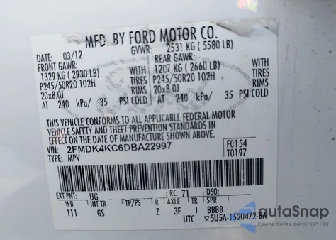 2013 Ford Edge Limited from USA, damaged, VIN 2FMDK4KC6DBA22997